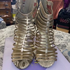 Gold gladiator heels